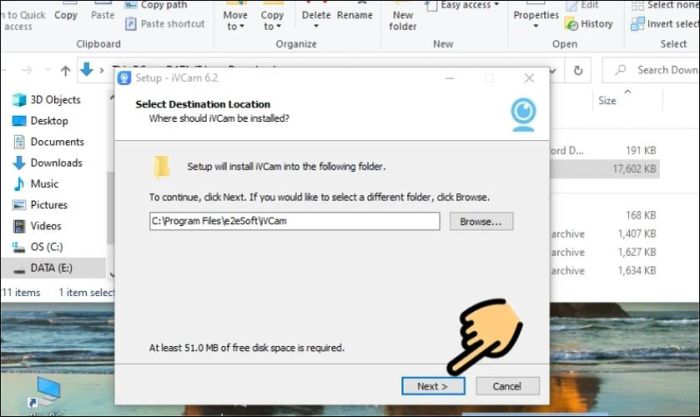 Bấm Next để tiếp tục quá trình cài đặt