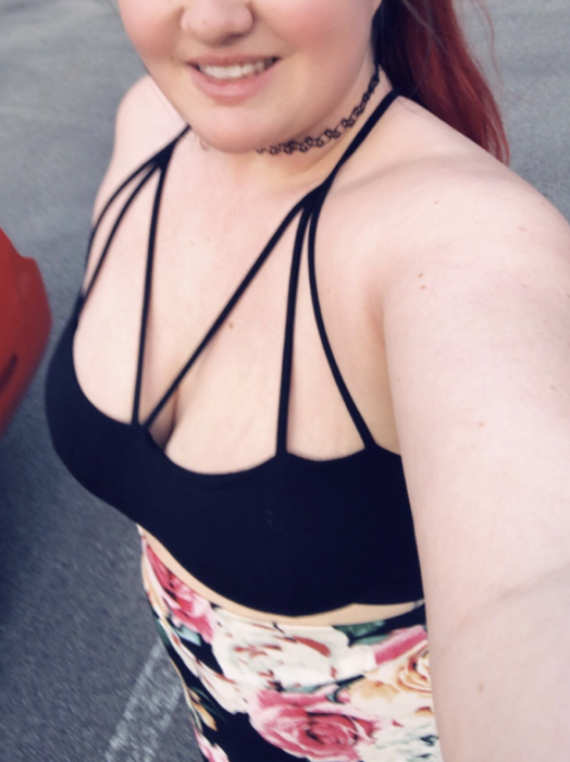 reviewer pairing the bralette with floral-print bottoms