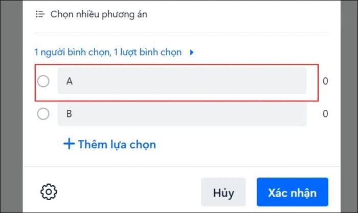 Nhấn lại vào bình chọn để hủy bỏ