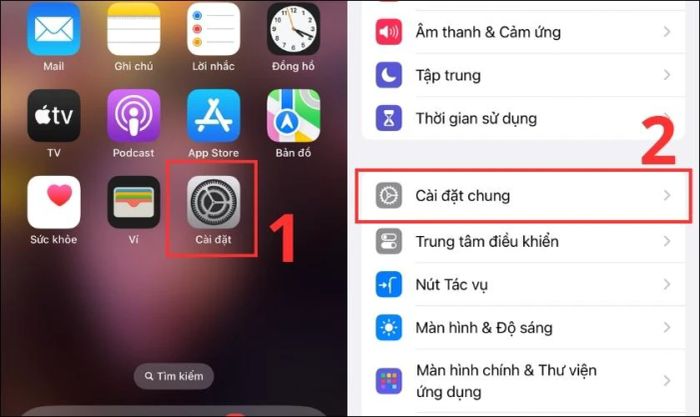 Truy cập Cài đặt trên iPhone và chọn Cài đặt chung