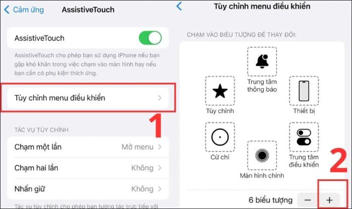 Trong giao diện hiển thị, chọn Tùy chỉnh menu điều khiển