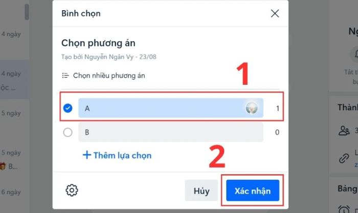 Chọn phương án khác và nhấn Xác nhận để hoàn tất