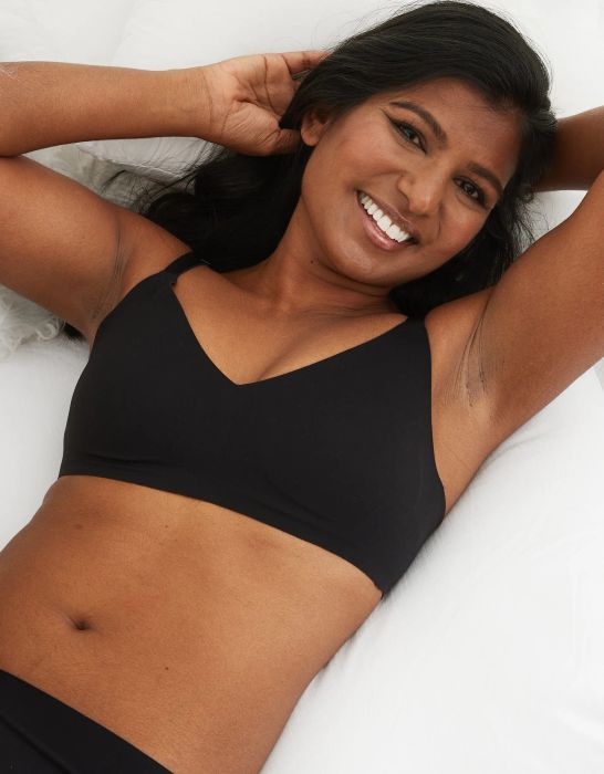 model showcasing a black bralette