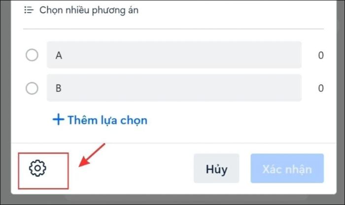 Giữ chuột vào bình chọn và nhấn vào biểu tượng bánh răng.