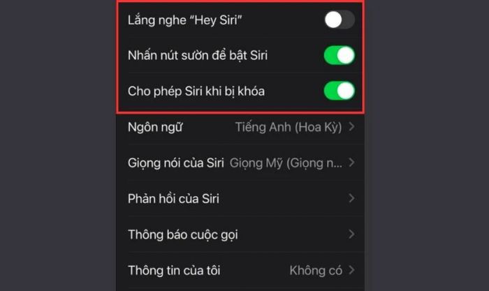 Kích hoạt cả ba tính năng của Siri