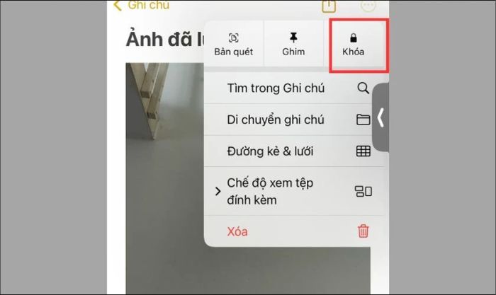 Nhấn chọn vào Khóa