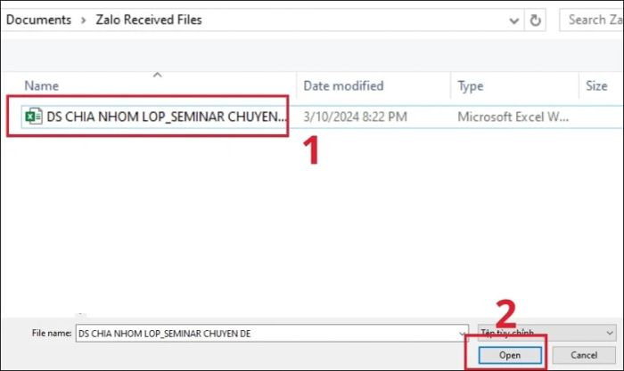 Chọn tệp Excel từ máy tính để chuyển đổi sang Google Sheets