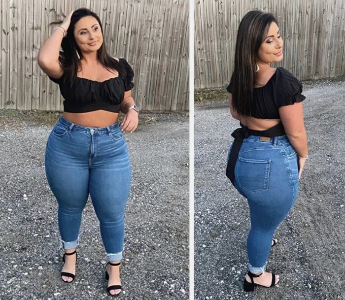 A collage from the reviewer showing the front and back views while wearing the top.