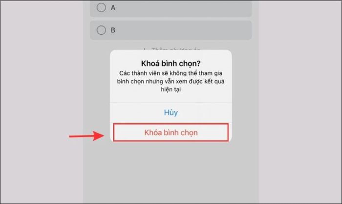 Nhấn Khóa bình chọn lần nữa để hoàn tất quá trình này.
