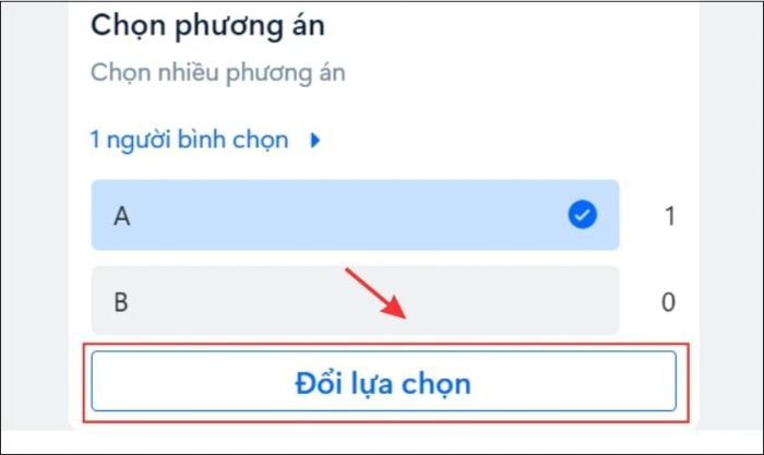 Chọn cuộc trò chuyện và nhấn Đổi lựa chọn để thay đổi sự lựa chọn của bạn.