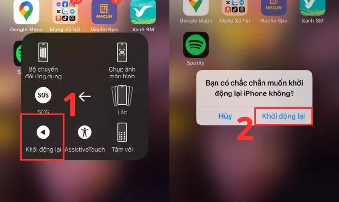 Xác nhận thao tác khởi động lại