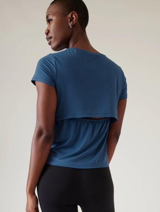 Back view of shirt on a model