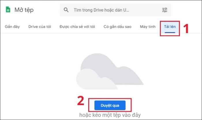 Khi cửa sổ mới hiện lên, chọn mục Tải lên và nhấn Duyệt qua