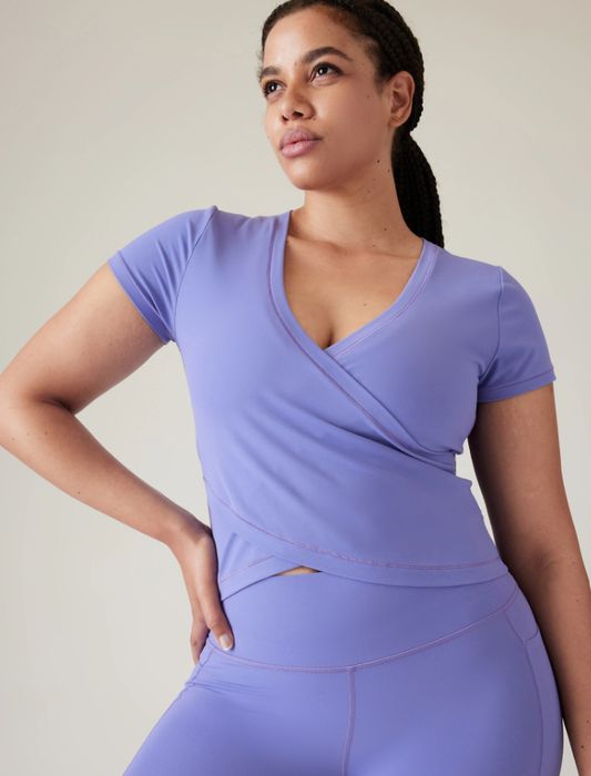 Wrap top modeled on a model