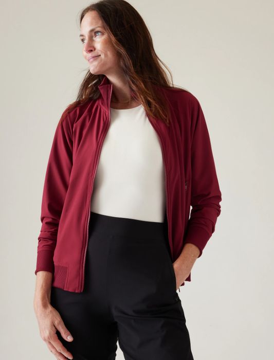 Bomber jacket worn by a model