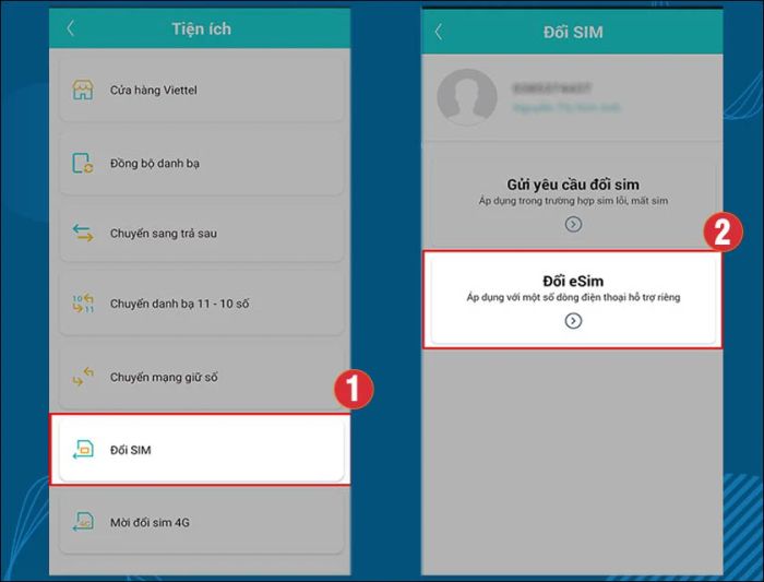 Chọn đổi eSIM