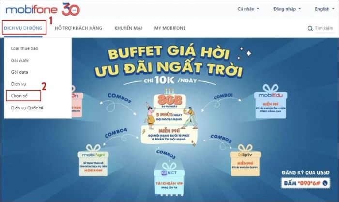 Hướng dẫn đăng ký mua sim số 0777 trực tuyến qua trang web MobiFone