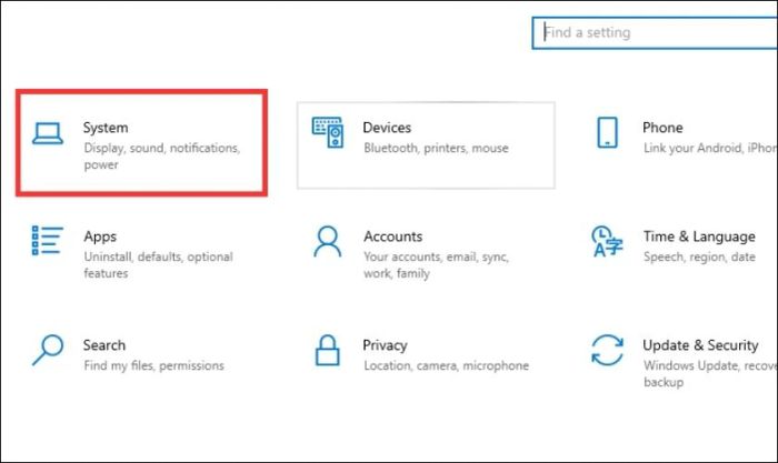 Bạn chọn mục System từ giao diện hệ điều hành.