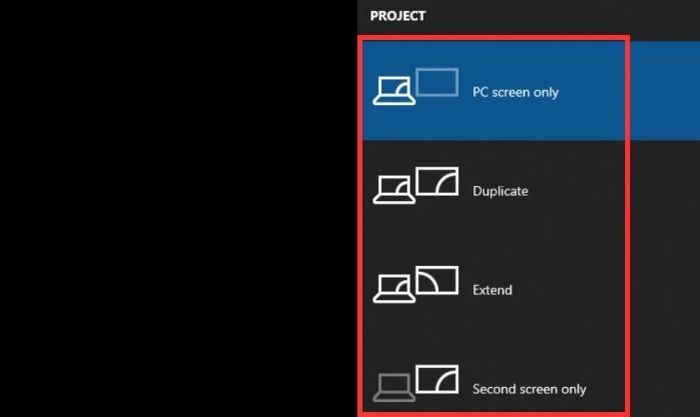 Trên laptop, nhấn tổ hợp phím Windows + P
