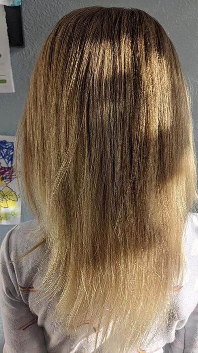 The reviewer’s hair after using the detangling brush