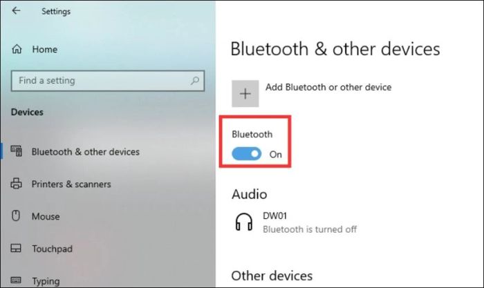 Kích hoạt Bluetooth trên thiết bị