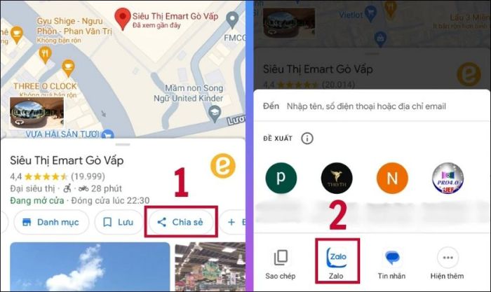 Hướng dẫn chia sẻ vị trí Google Maps qua Zalo