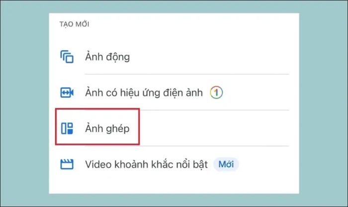 Nhấn chọn mục Ảnh ghép trên iPhone