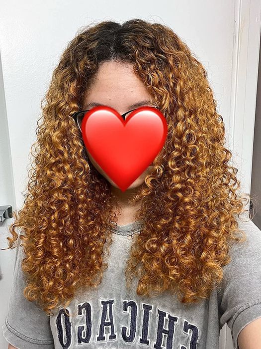 reviewer's hair after using the color-depositing mask