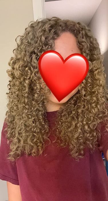 reviewer's hair before using the color-depositing mask