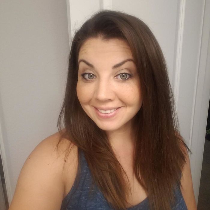 Before photo of reviewer with straight hair