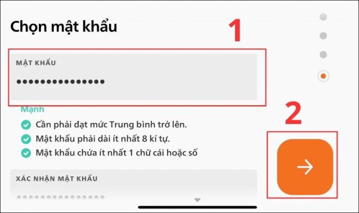Nhập mật khẩu để bảo mật tài khoản