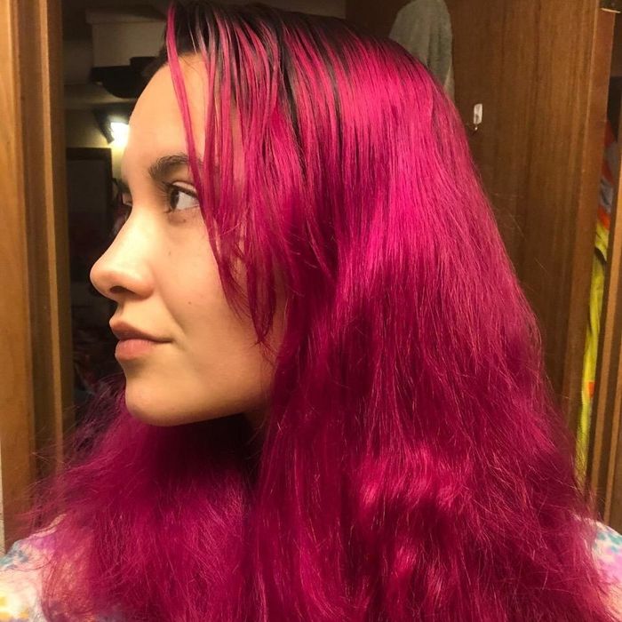 A before photo of the reviewer displaying their dry, color-treated hair