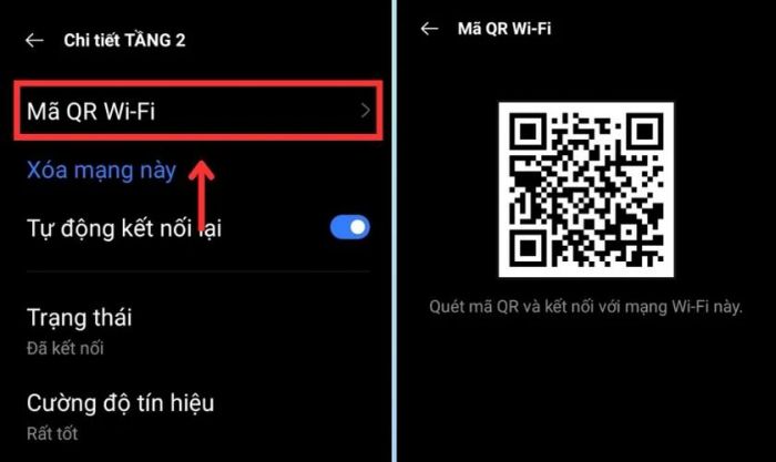 Chia sẻ wifi bằng cách quét mã QR trên thiết bị khác