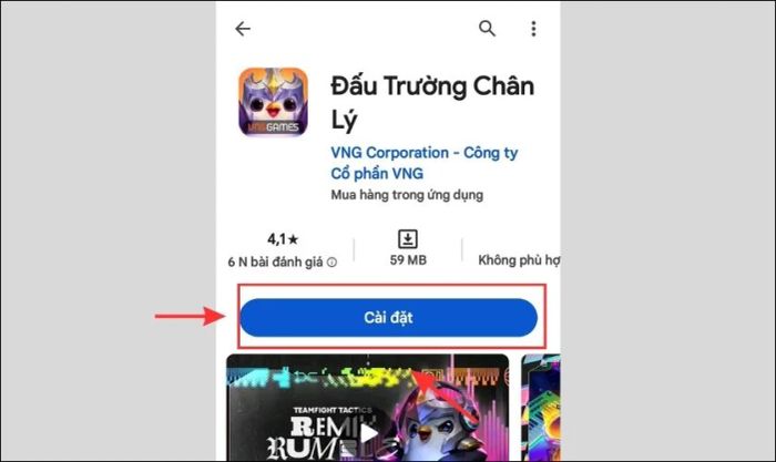 Nhấn vào nút Cài đặt và chờ đợi quá trình tải xuống