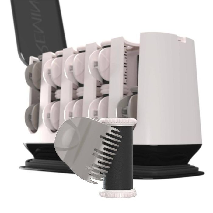 A set of hot rollers for creating curls.