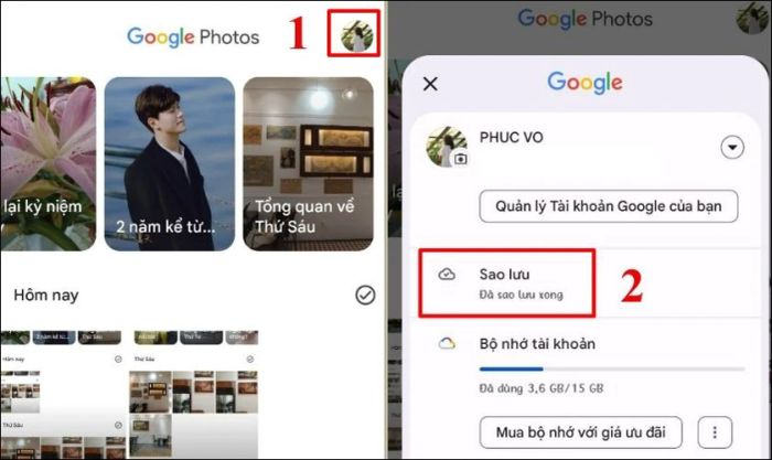 Nhấn vào biểu tượng ảnh đại diện ở góc trên bên phải màn hình