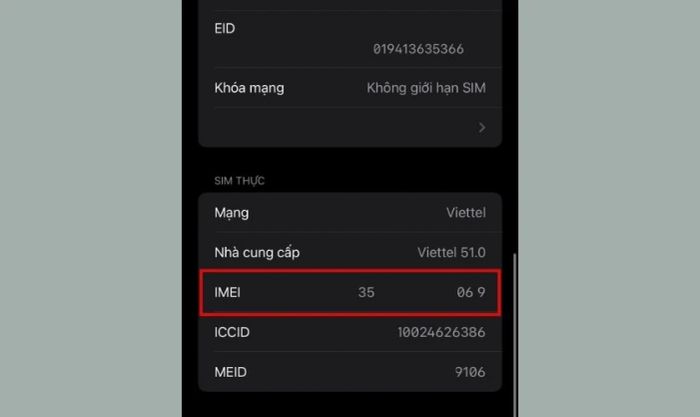 hướng dẫn lấy IMEI iPhone để kiểm tra