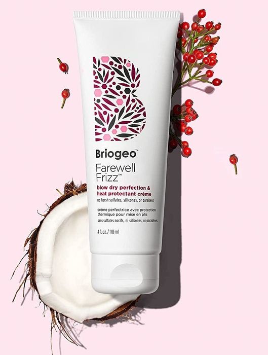 The bottle of heat protectant cream