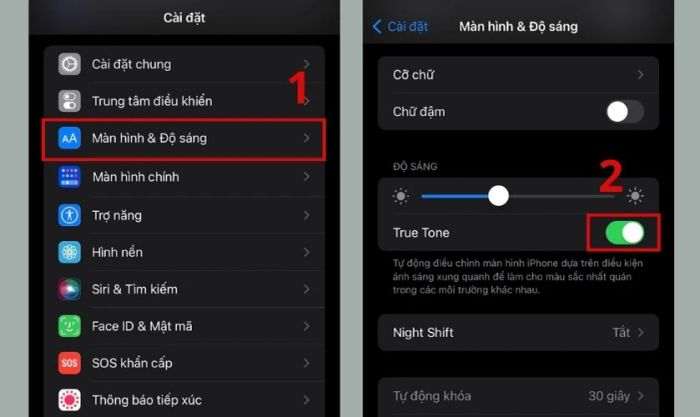 kiểm tra màn hình bằng công nghệ True Tone