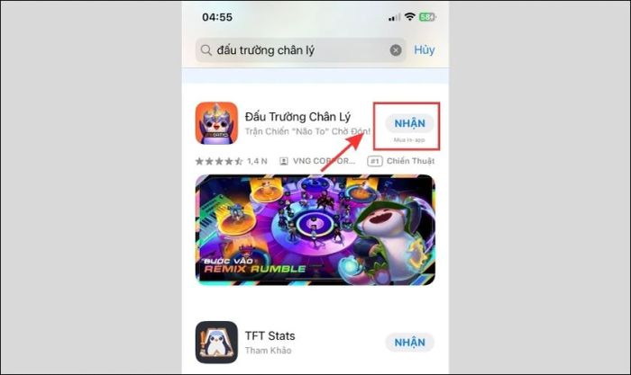 Sau đó, bạn nhấn vào mục Nhận