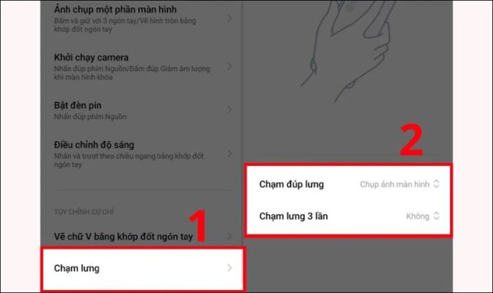 Cài đặt cử chỉ chạm lưng để chụp màn hình trên Xiaomi