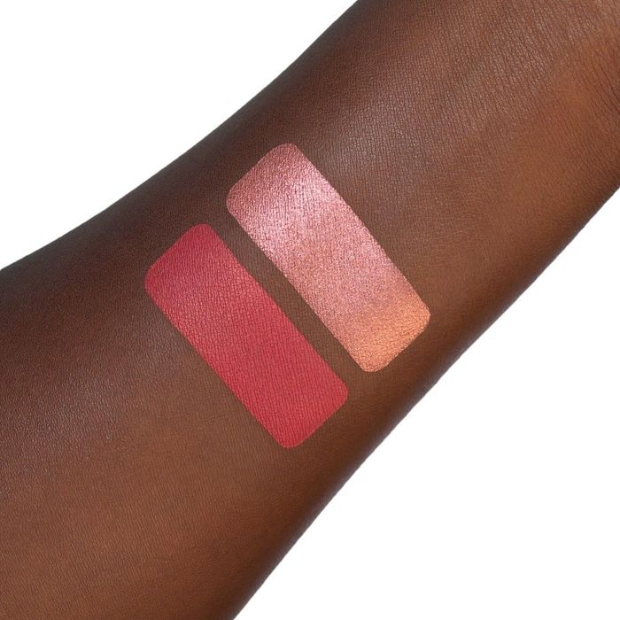 swatches on a dark-skinned model