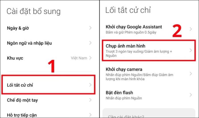 Cài đặt cử chỉ thông minh để chụp ảnh màn hình trên Xiaomi