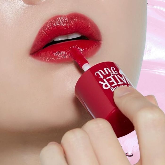 Model showcasing the lip stain