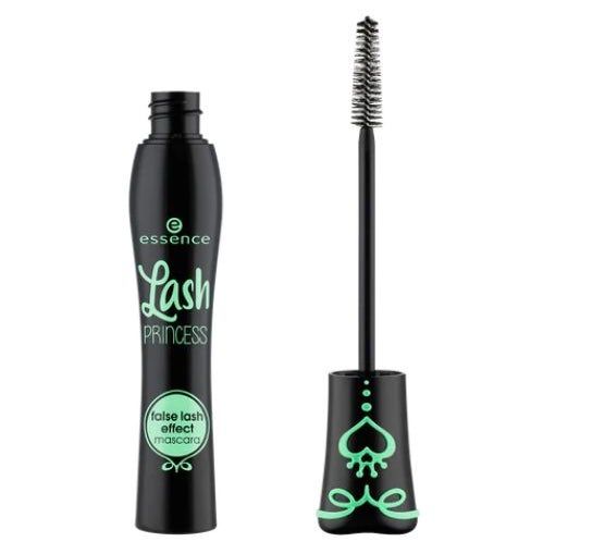 Essence Lash Princess mascara, designed to mimic false lashes, shown with its bottle and brush separated