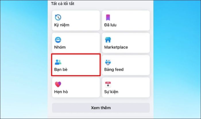 Nhấn vào phần Bạn bè