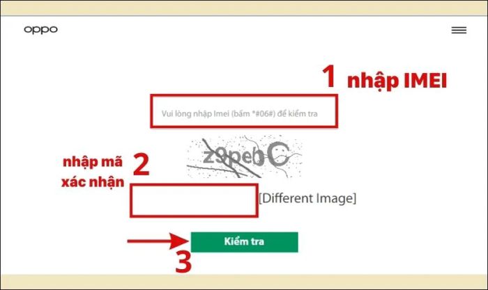 Nhập mã IMEI để kiểm tra thông tin
