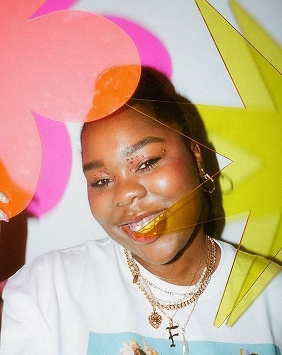 a model showcasing the blush
