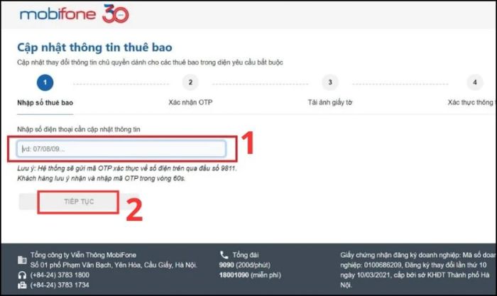 Hướng dẫn chuẩn hóa thông tin thuê bao MobiFone qua website trực tuyến