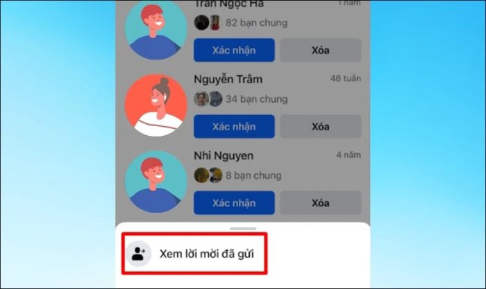 Nhấn vào Xem lời mời đã gửi